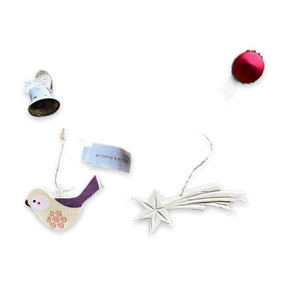 Bundle of 4 European Glass, Metal and Wood Handmade Christmas Ornaments - Picture 1 of 13